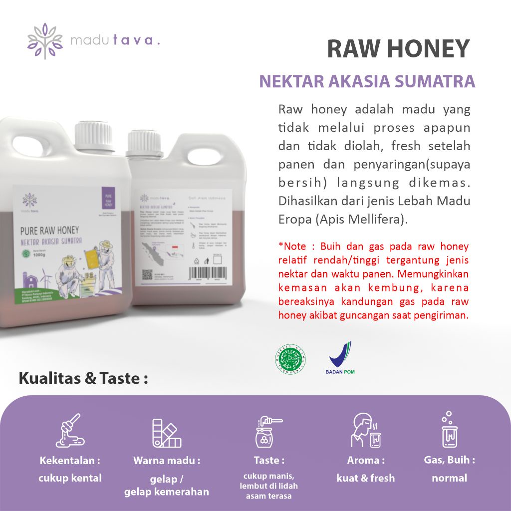 Madu Asli Murni 1kg Tava Grade A Nektar Akasia Sumatra 100% Alami Pure Natural Raw Honey