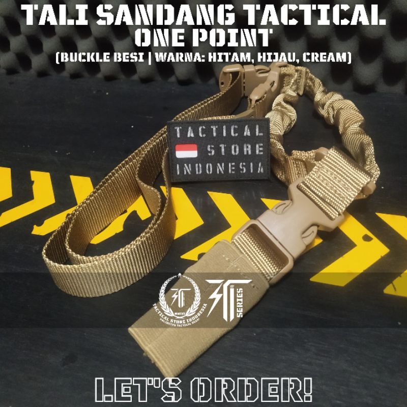 Tali Sandang IMPOR Tactical One Point - Hitam, Hijau, Cream Buckle Besi