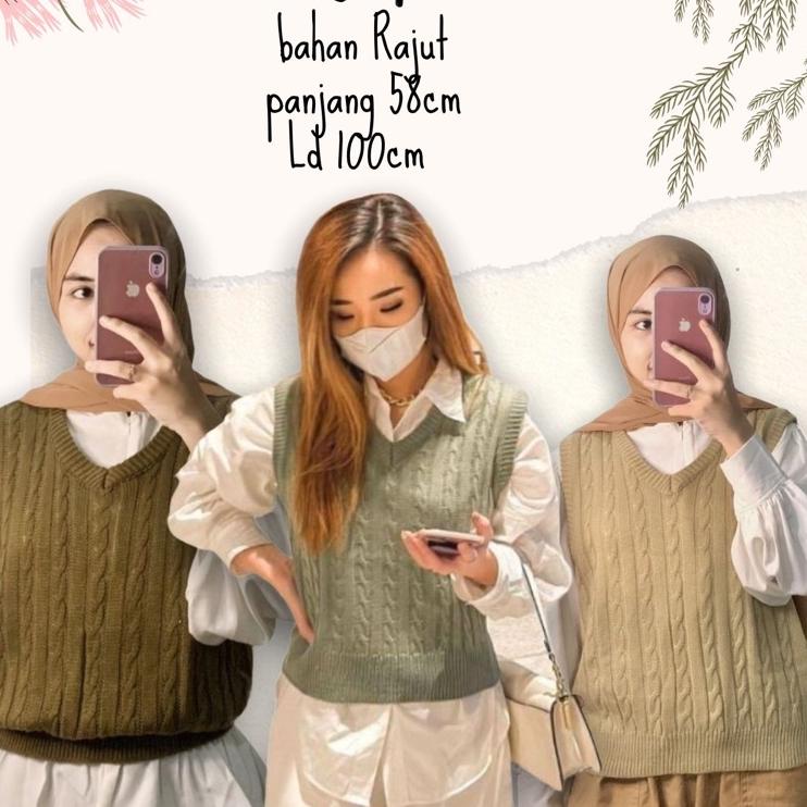 Terbaik VEST CABLE ROMPI RAJUT / ROMPI RAJUT / VEST ROMPI CABLE RAJUT / CABLE VEST / VEST RAJUT