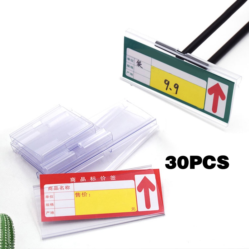 

30PCS Label Harga 6x4.2 cm Price Tag Holder Plastik PVC Price Tag Card Name Etalase Double Hook