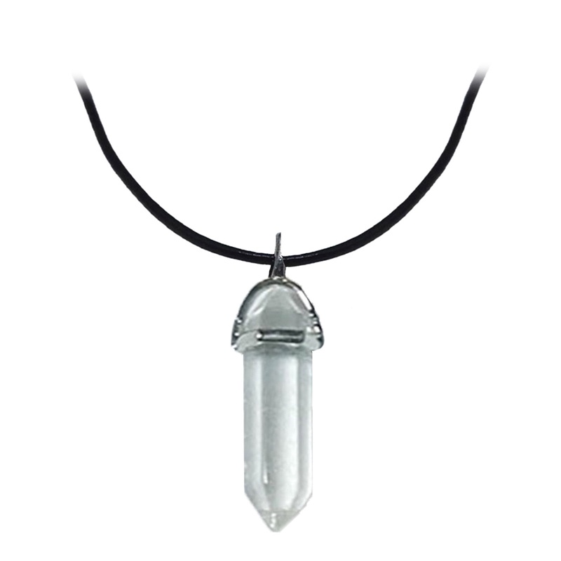 Fashion Batu Opal Hexagonal Kolom Kuarsa Kalung Alami Pink Kristal Liontin Kalung Pernyataan Bohemian Perhiasan