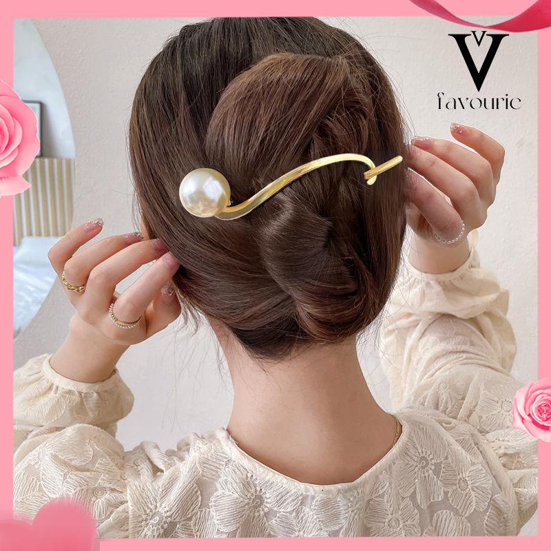 CODRetro Pearl Hairpin Elegan Alloy Jepit Rambut Claw Aksesori Rambut Fashion Wanita-FA