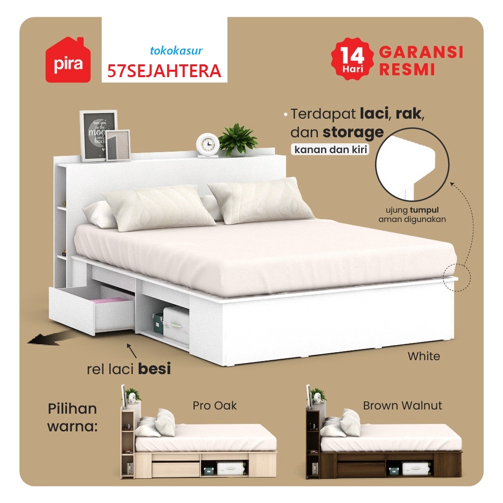 Tempat Tidur - Divan dengan Laci dan Rak MORGAN BD 160 Pira Bavarian
