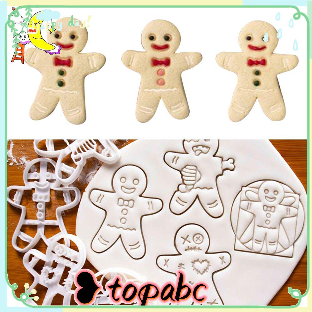 Top 4pcs Cetakan Kue Kering Embosser Coklat Biskuit Cap Alat Kue Voodoo Gingerbread Halloween Natal