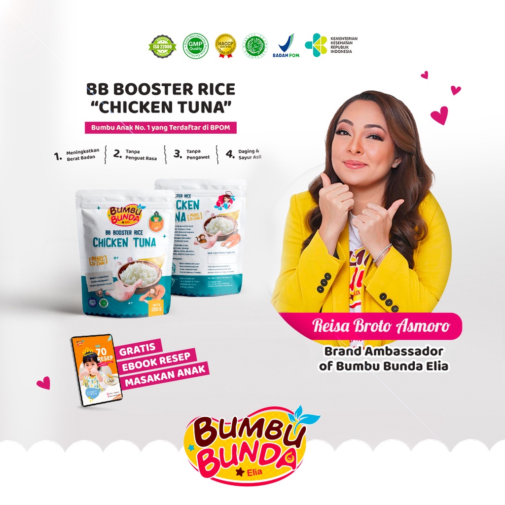 Bumbu Bunda Elia BB Booster Rice Beras BB Booster MPASI Beras Beras Mpasi BB Booster 6 Bulan Beef Chicken Tuna Cheese - 200 gram