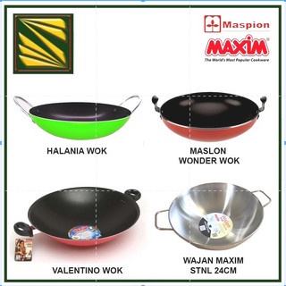 Wjn Maxim Valentino Wok Wajan Teflon Anti Lengket Ukuran 30Cm Dan 36 Cm