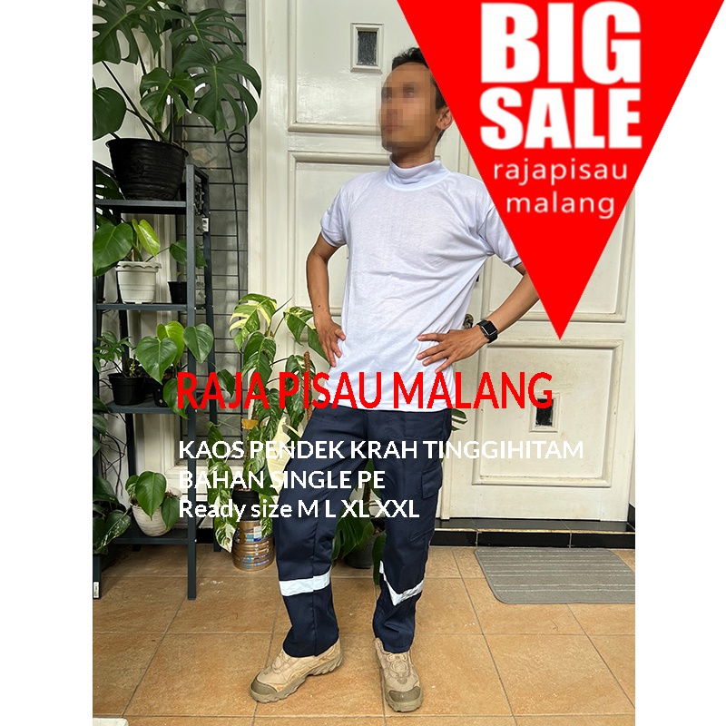 Kaos Krah Tinggi Putih Hitam Biru Dongker