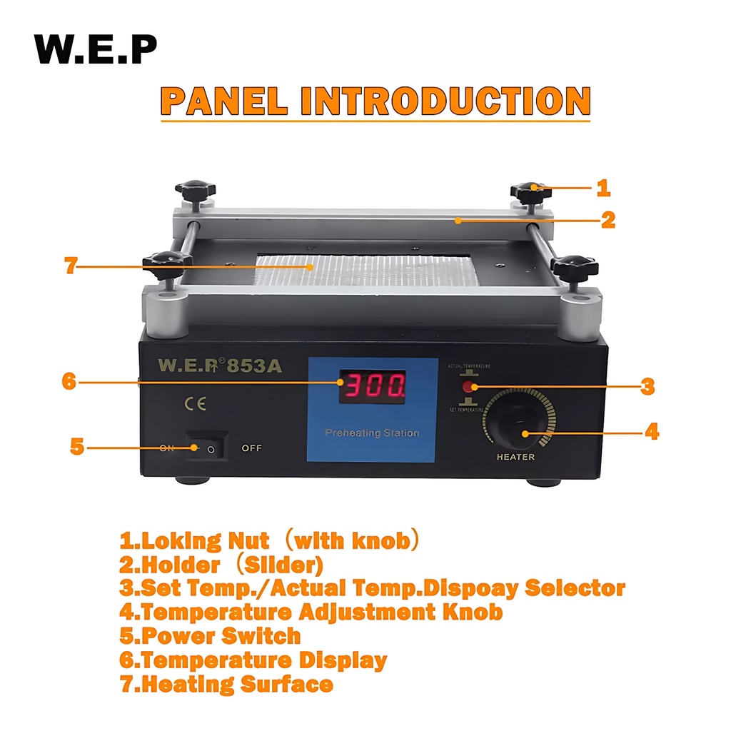 WEP Digital Infrared Preheating Blower Station 853A Hitam Original