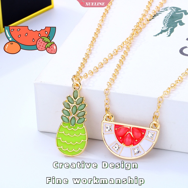 2 Pcs/Set Kartun Teman Baik Kalung Semangka Nanas Buah Liontin Persahabatan Teman Baik Kalung [ZXL]