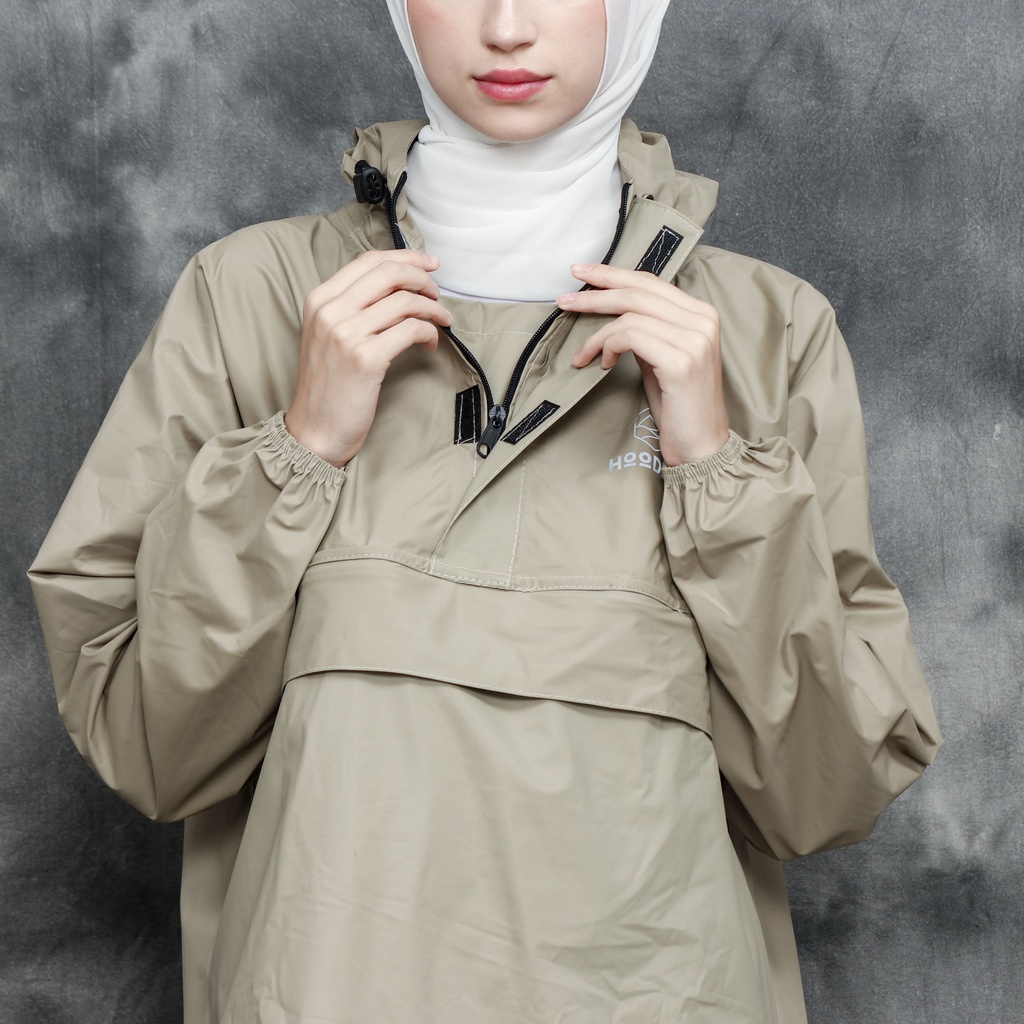 HOODJAS / KANGAROO RAINCOAT / Jas Hujan Kangguru / Anti Bocor / Jas Hujan Saku Kangguru / Pria Wanita Dewasa Anti Air /  Bahan Waterproof CREAM