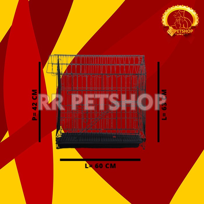 Kandang Lipat Kucing Anjing Besi Bentuk Rumah K02 Lokal 42X60X63 CM