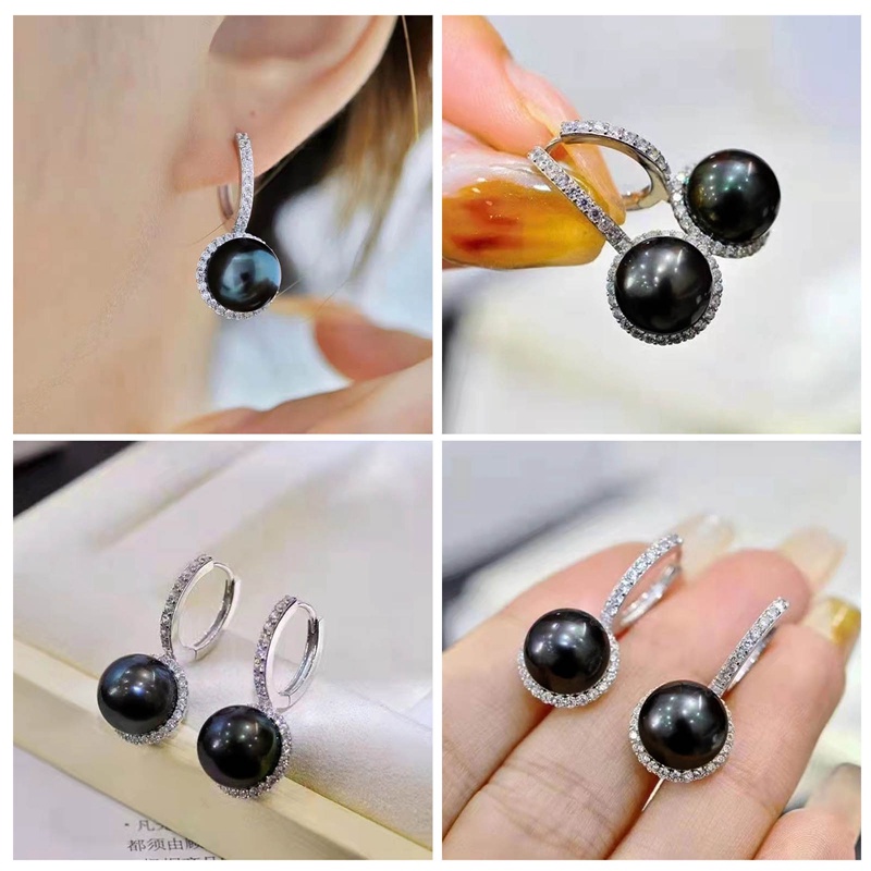 Fancyqube Kepribadian Hitam Imitasi Mutiara Drop Anting Untuk Wanita Mewah Pernikahan Pertunangan Pesta Cubic Zirconia Earrings Baru Perhiasan Trendi