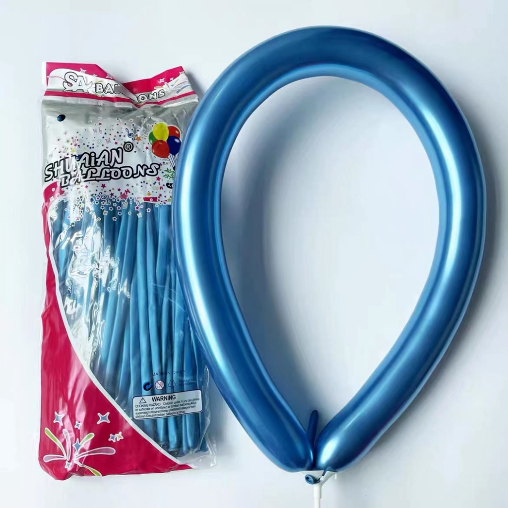 100pcs Balon twist /pentil chrome/ balon cacing warna metalik chrome / tebal anti pecah impor Thailand balon pentil balon panjang