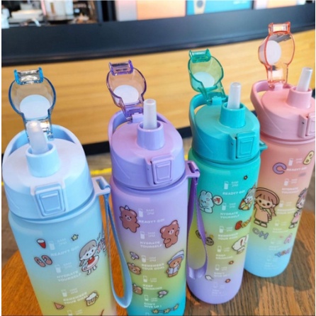 Botol Minum 1 Liter Pelangi Rainbow Botol Minum Viral Terlaris Murah Free Striker