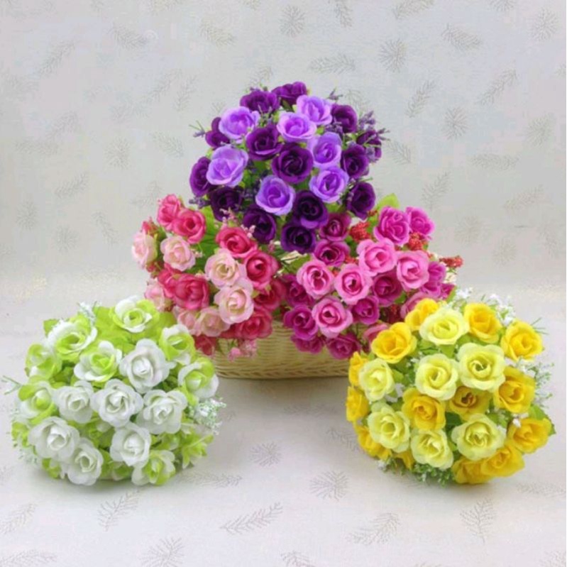Bunga Mawar Kecil Artifisial Tanaman Hias Plastik Rose Flower AF10