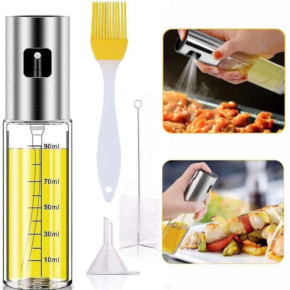 Preva 100ml Olive Oil Sprayer Stainless Steel BBQ Dispenser Kaca Anti Bocor Dispense