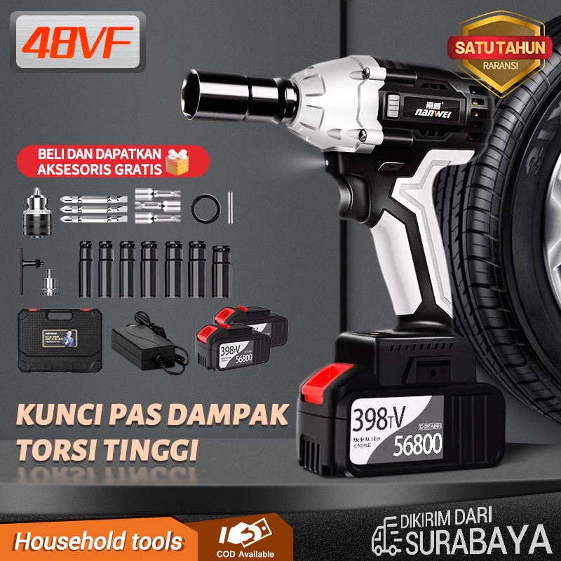 NANWEI Alat Untuk Memperbaiki/Cordless Electric Impact Wrench/Mesin bor baterai/Set Socket Motor