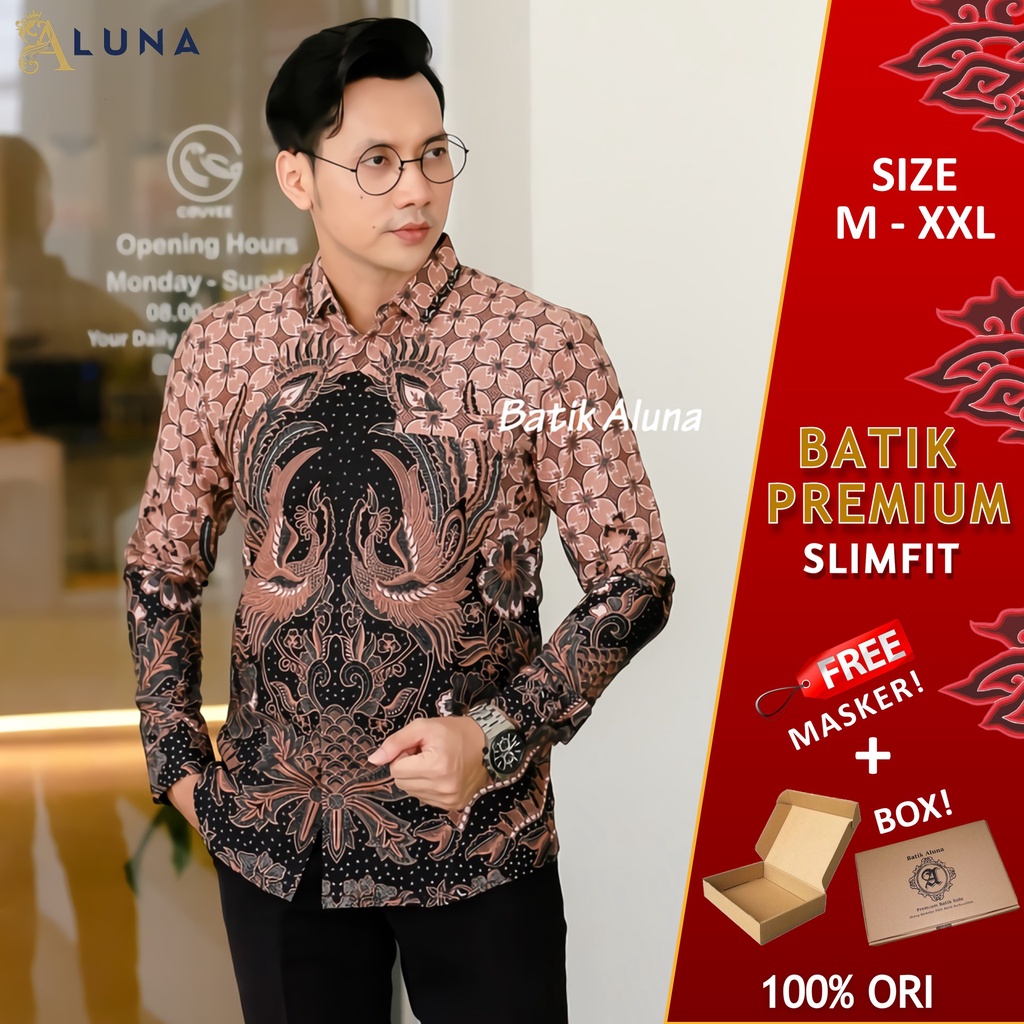 Batik Pria Lengan Panjang Slimfit Atasan Batik Premium Pria Cowok Batik Pekalongan Kekinian Original Modern Seragam Kantor Jumbo SBA 08