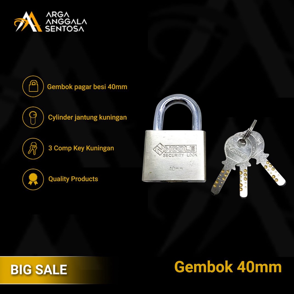 Gembok Pintu Rumah Besi / Gembok Pagar / Padlock