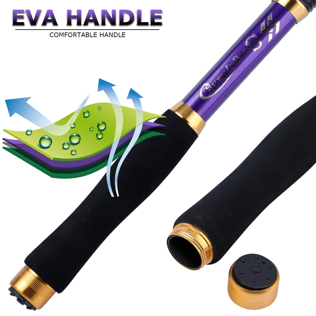 4 Warna Teleskopik Teleskopik Spining Fishing Rod Badan Batang Serat Kaca Dan Pegangan Pancing EVA Untuk Air Tawar (1.8m / 2.1m / 2.4m / 2.7m / 3.0m / 3.6m)