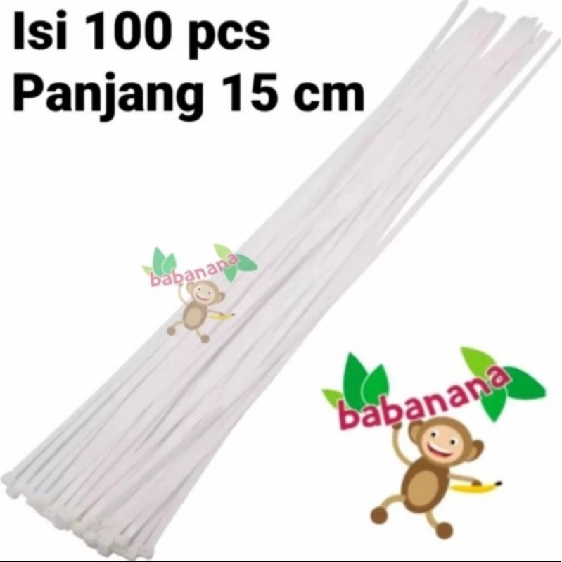 100pcs cable ties 15cm pengikat kabel perapih organizer putih