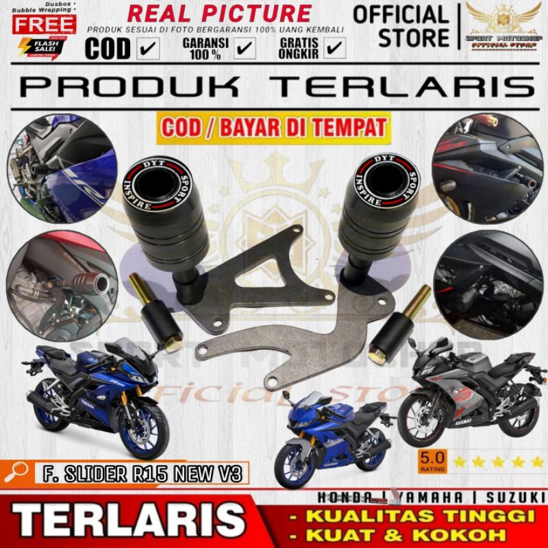 Bracket Frame slider pengaman fairing bodi yamaha R15 V3 New - MT25 - Vixion R - Xabre | Variasi Mot