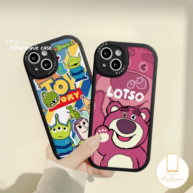 Couple Case Kompatibel Untuk iPhone 11 Pro MAX XR 13 12 14 Pro Max7 8 6 6s Plus 14 Plus X XS MAX SE 2020kartun Strawberry Bear Losto Cute Toy Story Lembut TPU Penutup Belakang