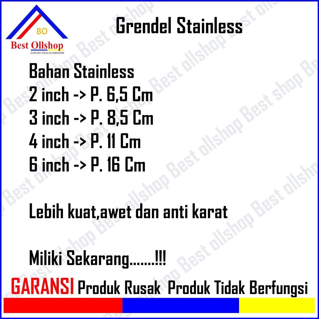 Grendel Pintu Stainless / Slot Pintu / Slot Jendela