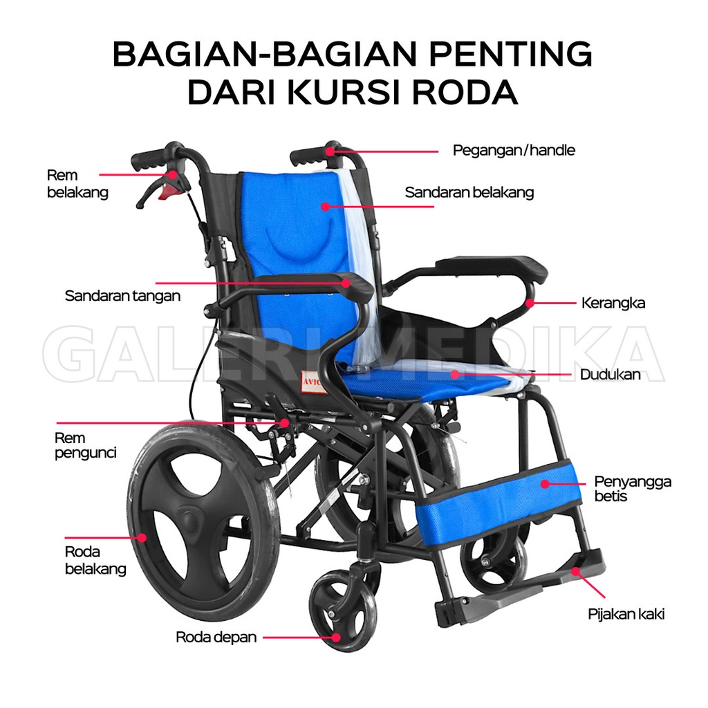 Kursi Roda Travel Avico Arjuna 871 / Travel Wheelchair Mudah Dilipat (KHUSUS GOJEK)