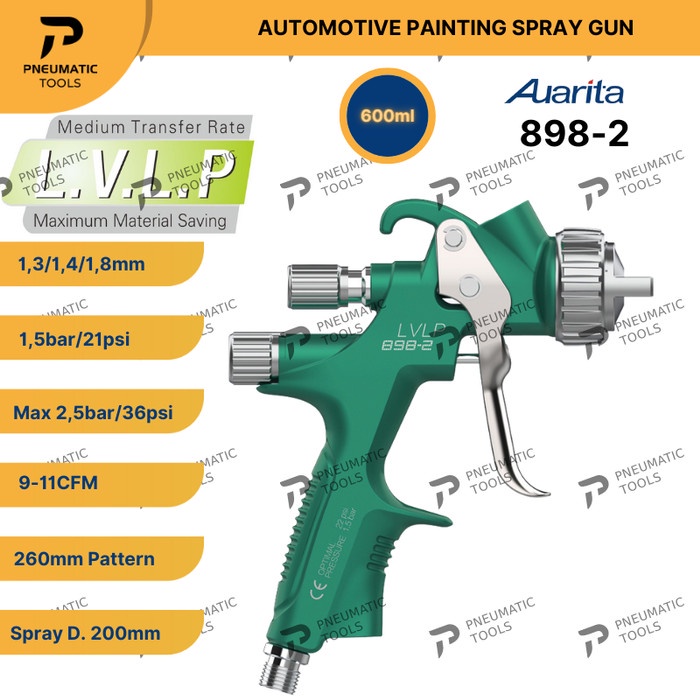 Spray Spray Gun Auarita 898-2 Lvlp - Automotive Painting Spray Gun - Green