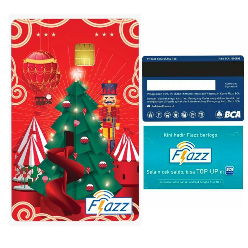 Kartu Flazz BCA Natal Limited Christmas Edition - Spesial X'Mas Red ORI /Like eTOLL eMONEY Tapcash or Brizzi