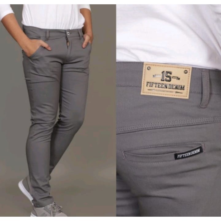 CELANA PRIA CHINO Slim fit Panjang Pria Kerja kantor Santai Liburan Cowok Original Fifteen Denim