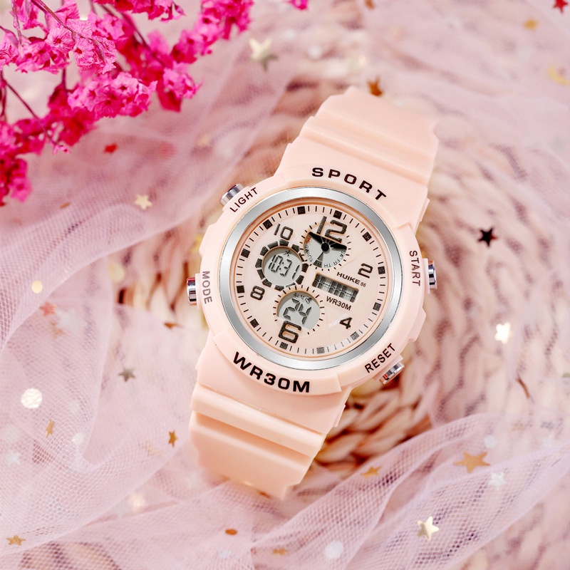 Rowling (Jam-39) Jam Tangan Wanita Sport Strap Rubber Tali Karet Pria Digital Wanita Dimater Besar unisex Import