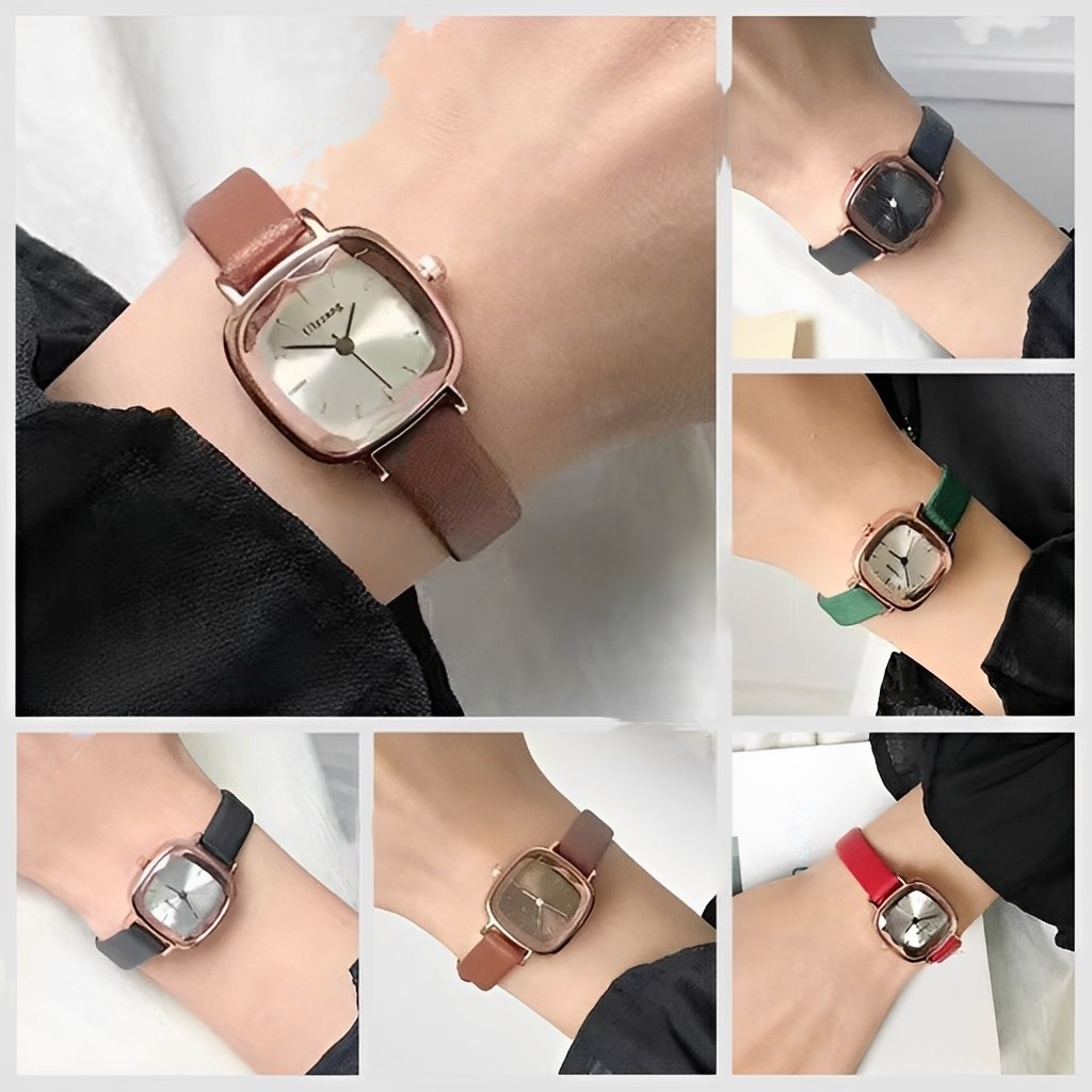 ✅COD [BBS] Jam Tangan Kecil Wanita Analog Strap Pu Dial Gaya Retro Korea Jam Tangan Bisnis