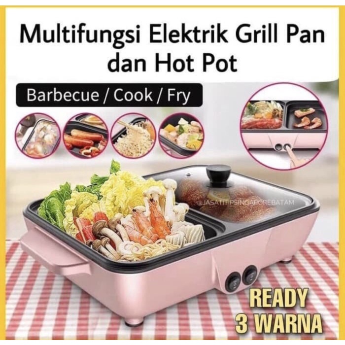 Harga Gudang  Panci Hotpot Bbq 2In1 - 2In1 Electric Grill Pan Dan Hotpot