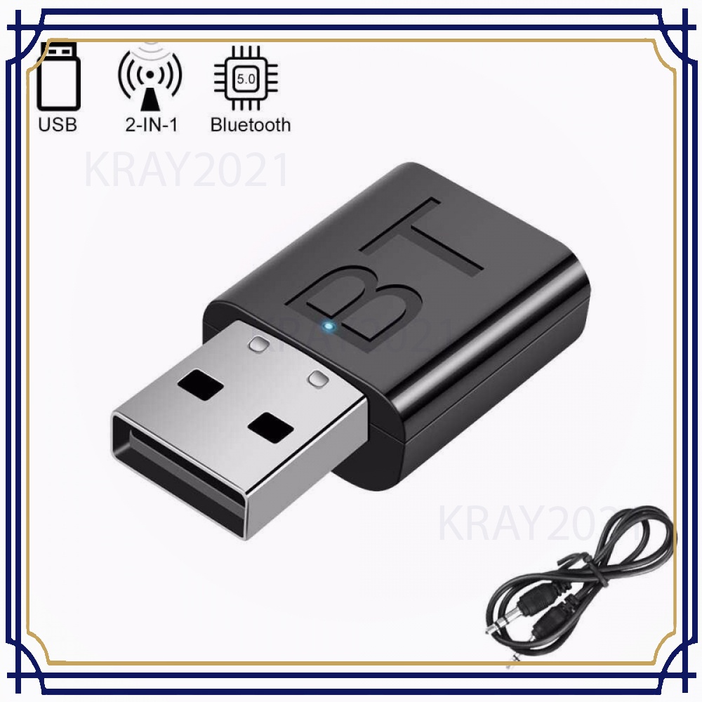 USB Audio Bluetooth Dongle 5.0 2in1 Transmitter Receiver AUX -CB595