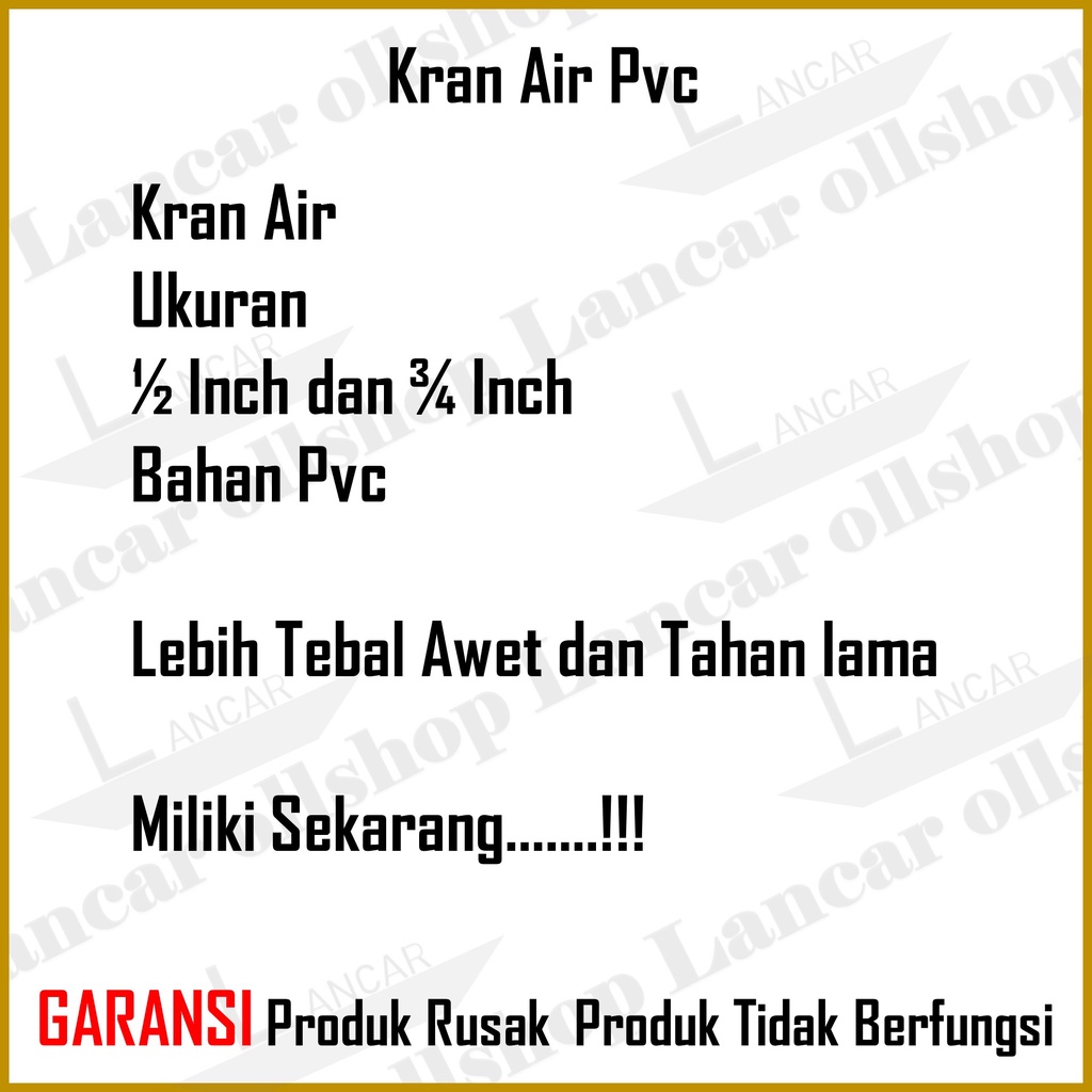 Keran Plastik Baling 1/2 inch / Kran Air Pvc Kran Tembok Keran Air Keran PVC Keran Keran Kamar Mandi 1/2 inch 3/4 Inch Termurah