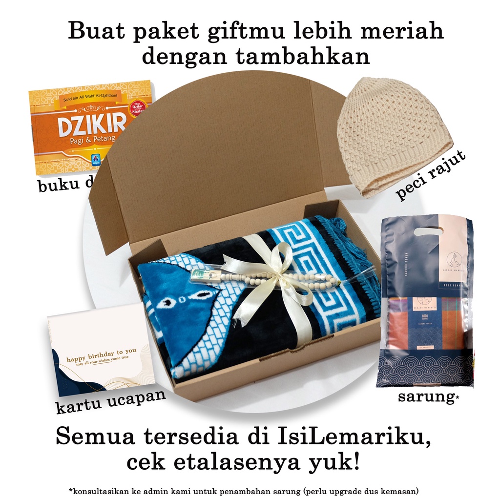 Paket Gift Box Sajadah Aladin Midi M31 FREE Tasbih Kemas Kado Hampers Hantaran