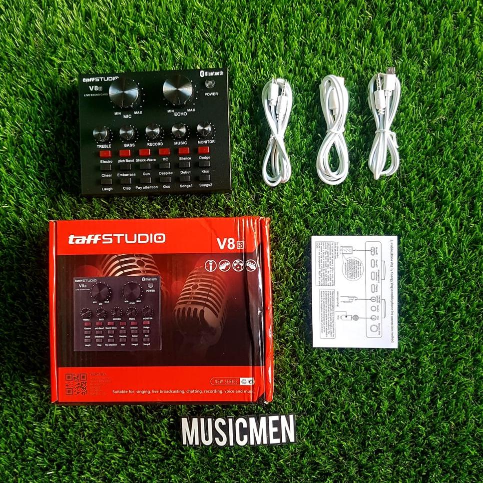 Stok Terbaru Soundcard v8s Bluetooth Home Recording Original Taffstudio Audio USB External Soundcard
