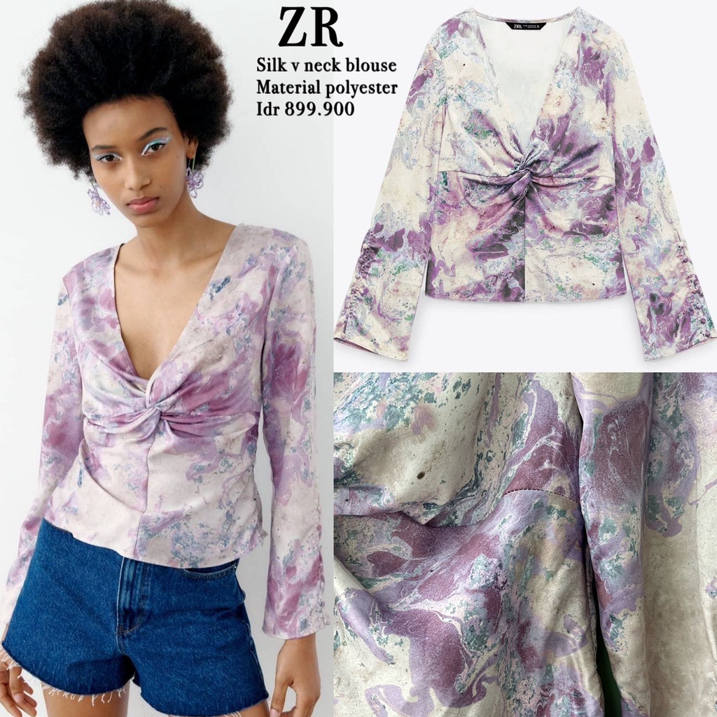 ZR silk v neck  blouse