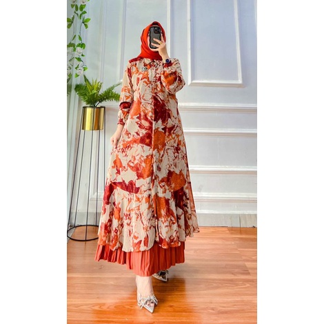 Set Midi Alisha Marbel Matt Ceruty babydoll armany printing