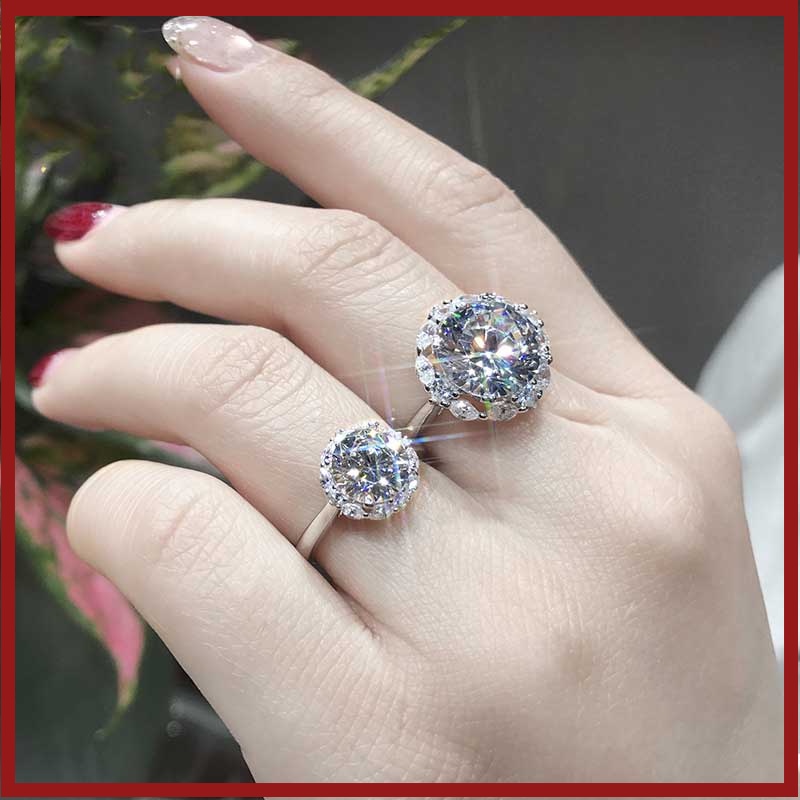 Cincin Fashion Moissanite Wanita Mewah Kadar 5karat M210