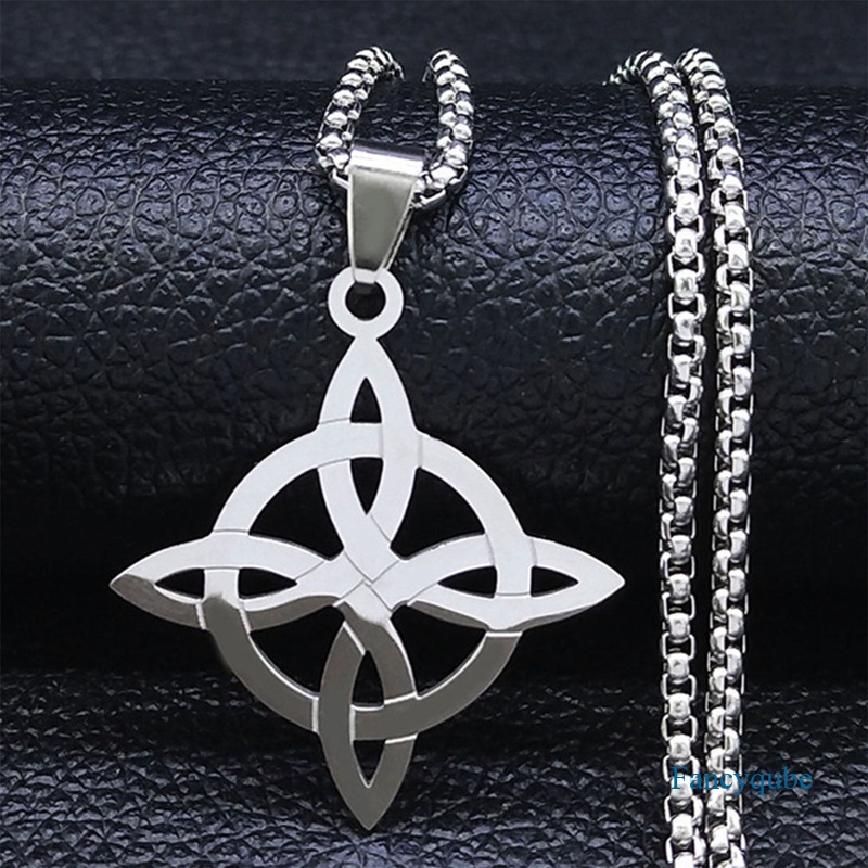 Perhiasan Eropa Dan Amerika Stainless Steel Viking Rune Irish Konsentrik Simpul Kalung Berongga Dipoles Liontin Kalung