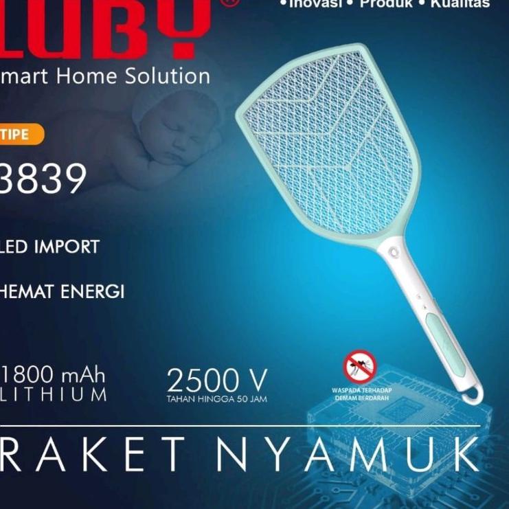 Terlaris Raket Nyamuk cas Luby 3839 / 3838 / 3826A / 3853 Produk Original Baterei Litium lepasan+ ka