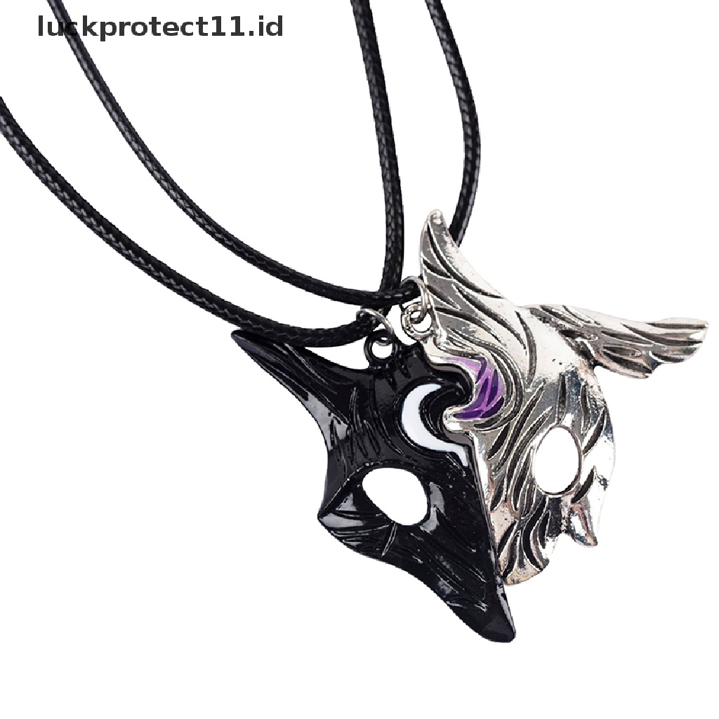 /Fashion Hot// Fashion Hot// 1pasang League Of Legends Gaya Domba Dan Serigala Liontin Kalung Misterius Splicing Liontin Perhiasan Asimetris Domba Serigala Liontin Pribadi Hewan Topeng Dua Warna N