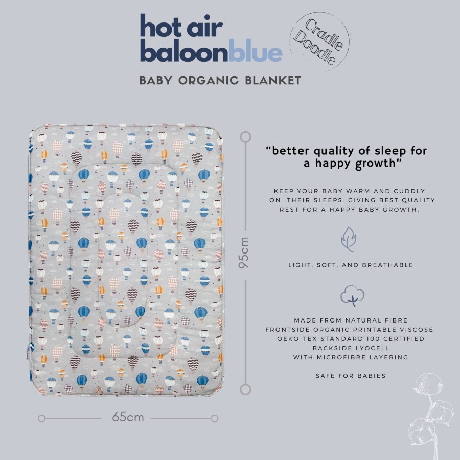 Cradle Doodle Organic Baby Blanket - Ballon Blue