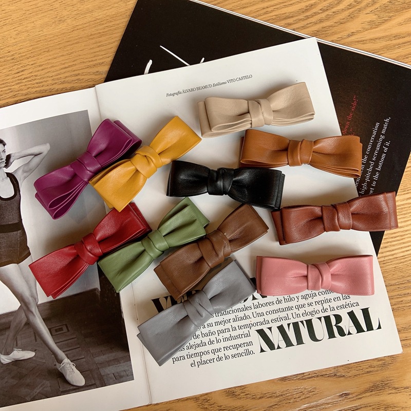 JEPIT PITA RAMBUT LEATHER KULIT MODEL SMALL CUTE BOW RIBBON SOFT COLOR WARNA SOLID LEMBUT JEPITAN HAIR SNAP PRETTY CLIP HAIRCLIP KLIP AKSESORIS ANAK HAIRPIN KOREA KOREAN INS TRENDY
