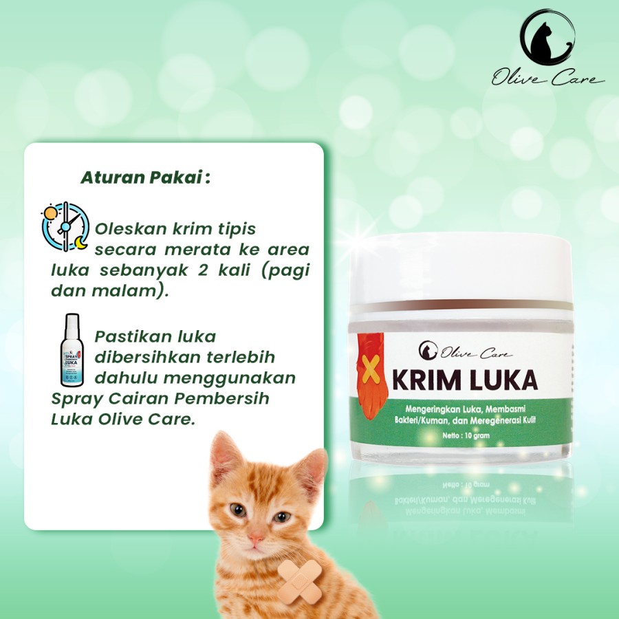 OLIVE CARE Salep Krim Kucing KRIM LUKA untuk Kulit Luka Basah &amp; Kering, Luka Berdarah, Koreng, Cegah Infeksi dan Regenerasi Kulit