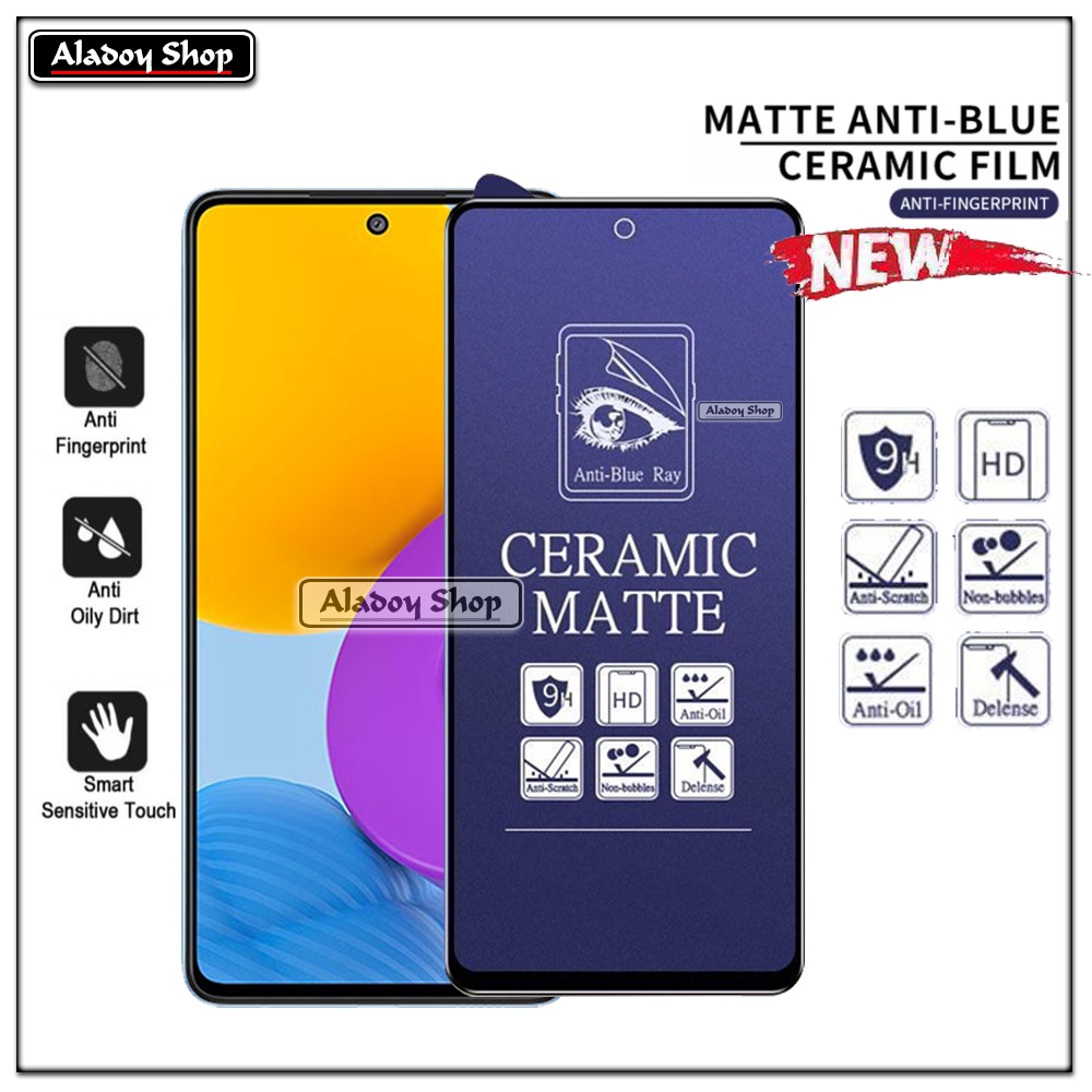 PAKET 3IN1 Anti Gores Blue Matte Anti Glare Samsung M52 5G + Tempered Glass Camera dan Skin Carbon