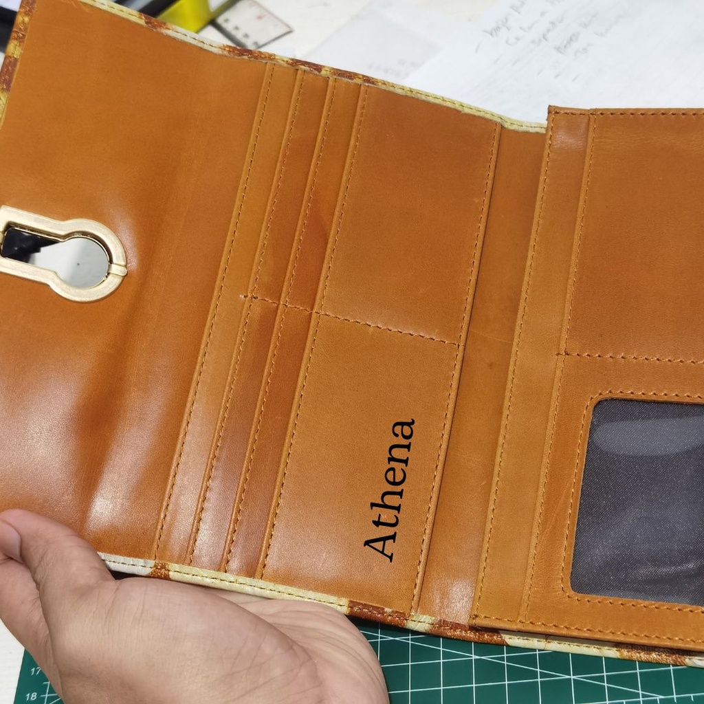 Cedro Leather DOmpet kulit asli Ecoprint Lipat Wanita Terbaru